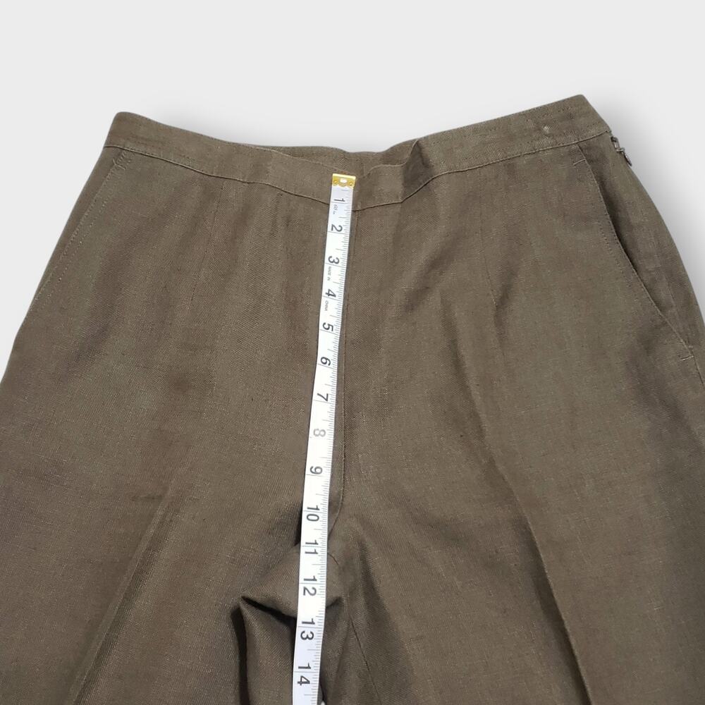 Talbots Petites Irish Linen Trouser Pants Green Sz 8P Straight Leg Career Work - Picture 9 of 10
